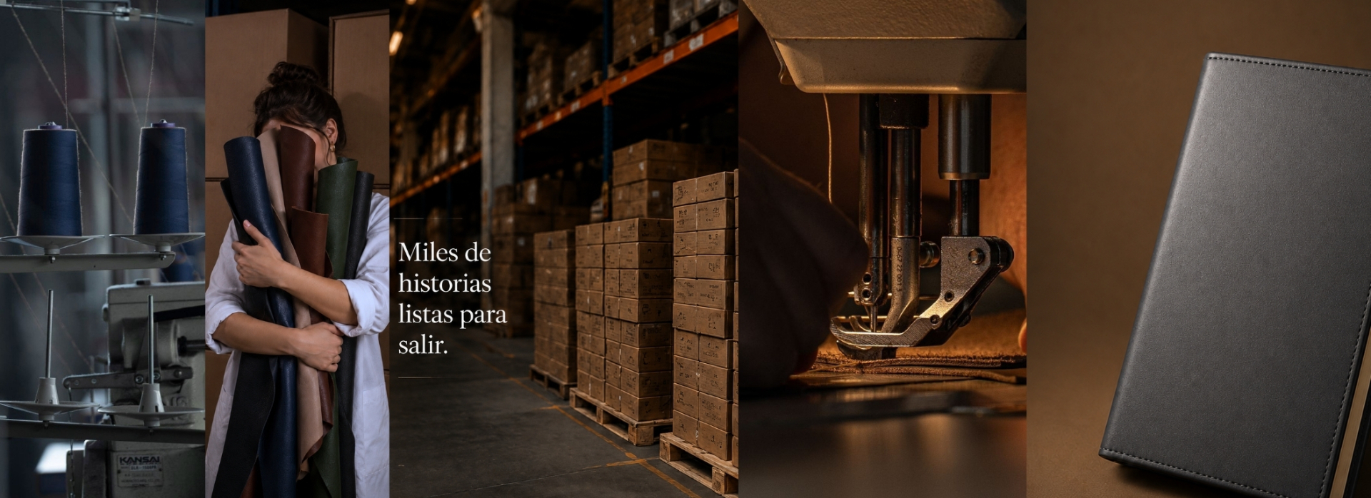 Proceso de fabricación Agenda Continental: hilos, materiales, almacén, costura y producto final